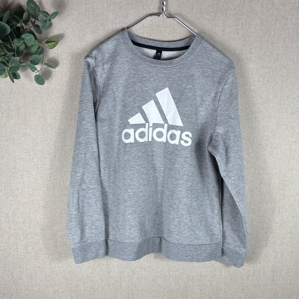Adidas Heather Gray Logo Sweatshirt Large